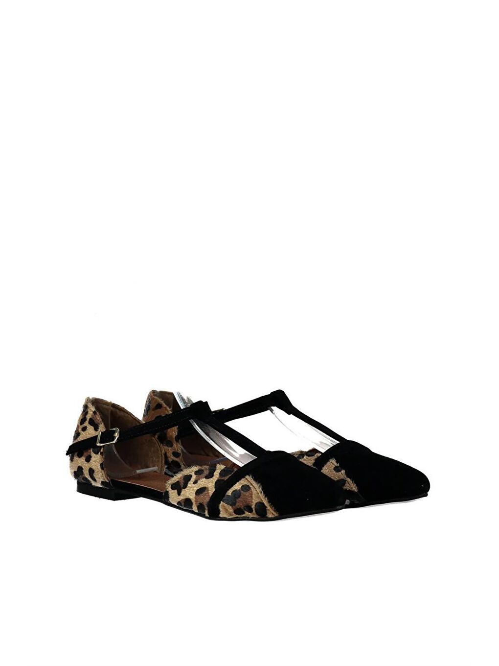 Fox Shoes Kahverengi-Siyah Leopar/Siyah Kadın Babet B726881802 - 4