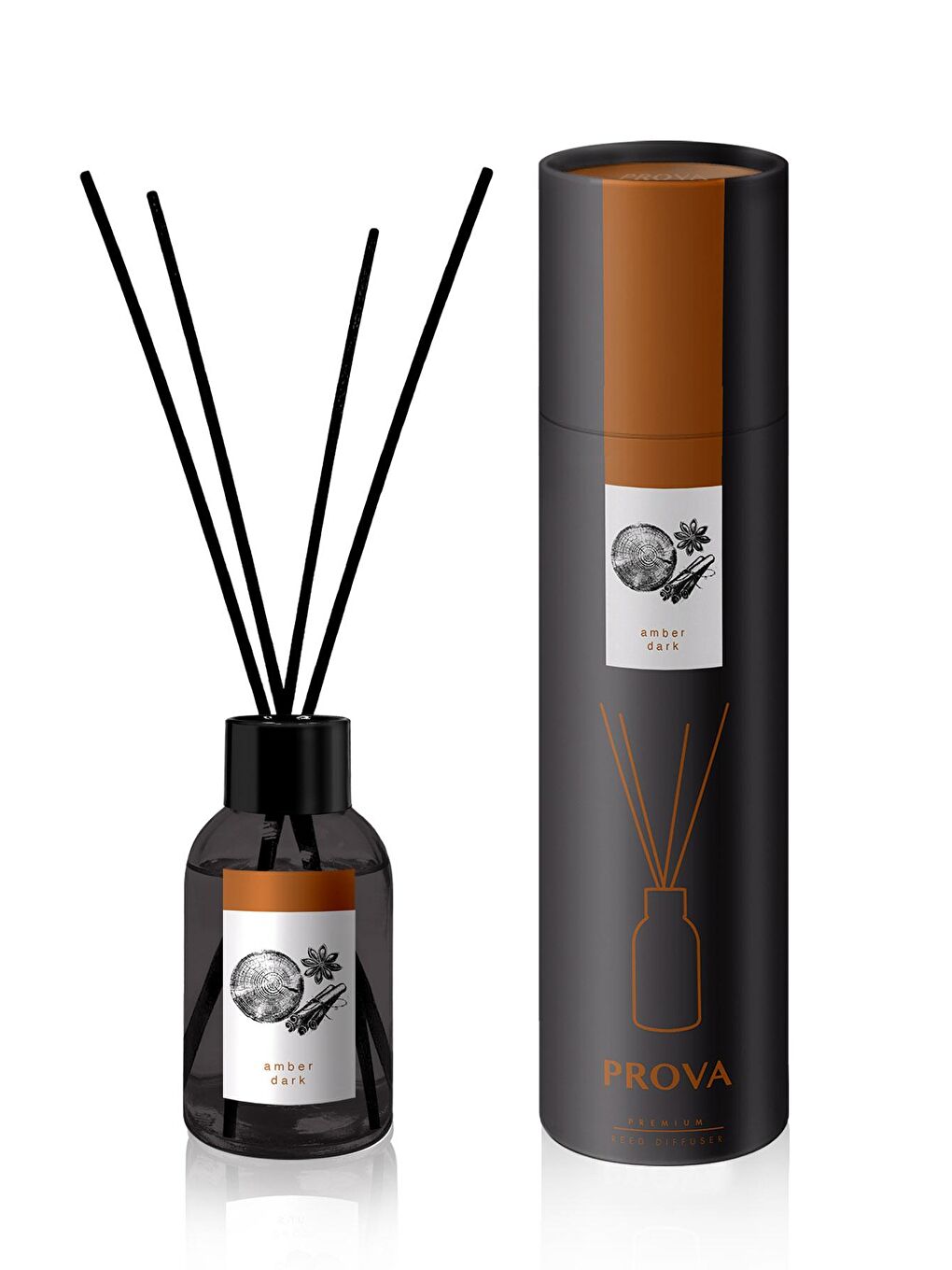 Prova Şeffaf Bambu Çubuklu Oda Kokusu Amber Dark 100 ml