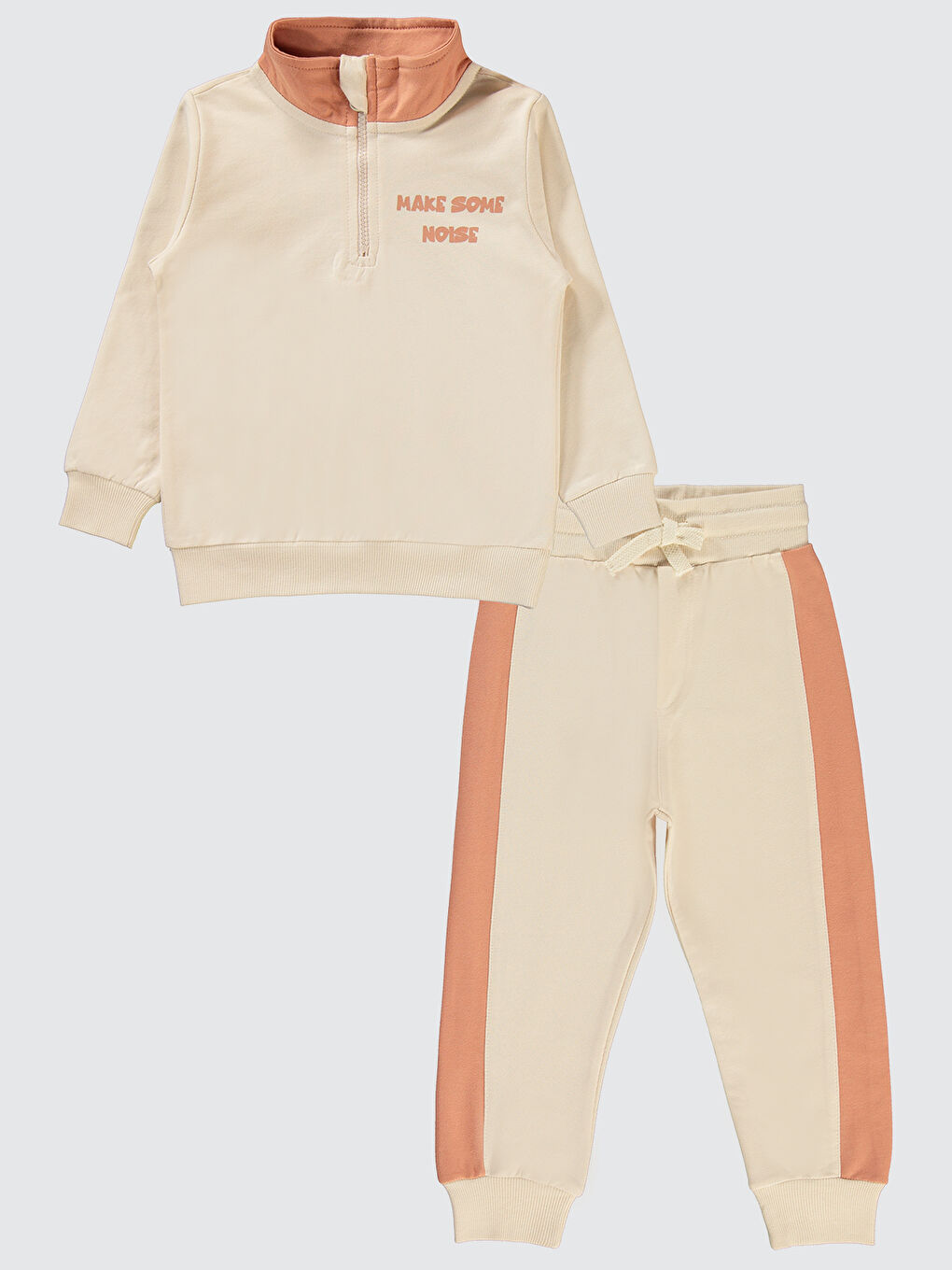 Bej Erkek Çocuk Eşofman Takımı 2-5 Yaş Taş Rengi