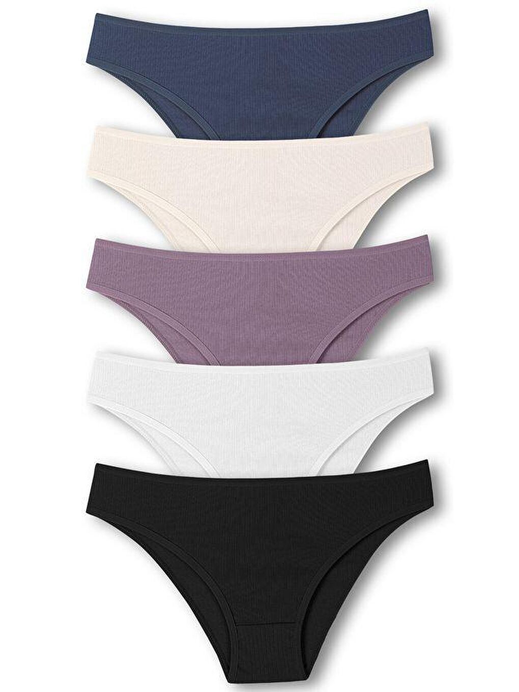 Karışık Pamuklu Fitilli Dokulu Slip Kadın Külot 5'li