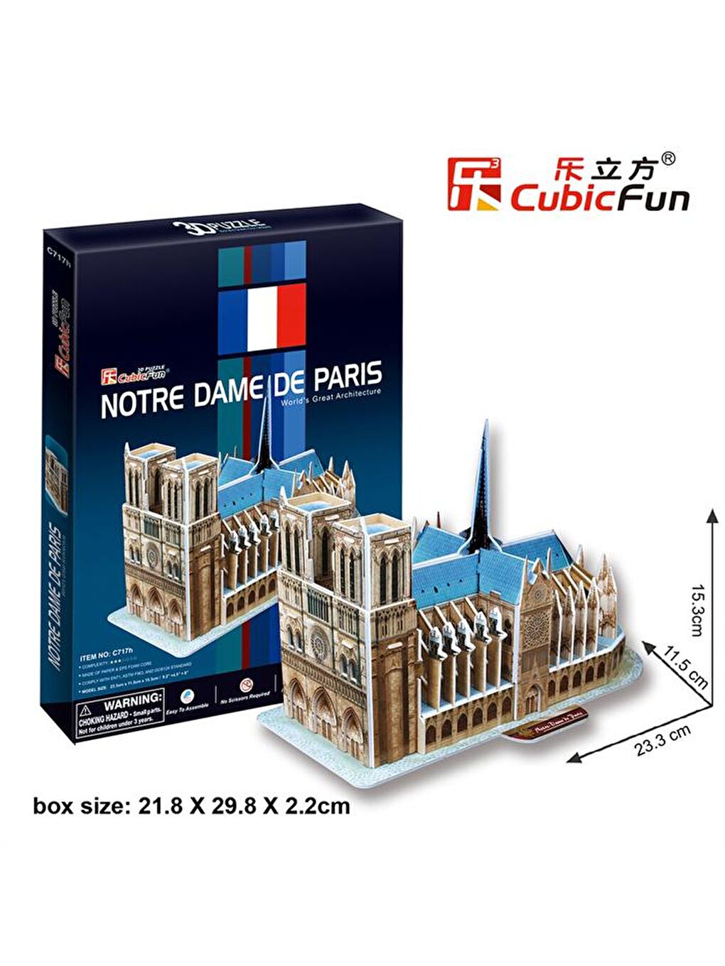 Cubic Fun Karışık 3D 40 Parça Puzzle Notre Dame Kilisesi - Fransa