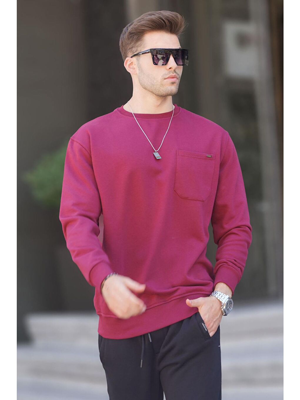 Madmext Bordo Regular Fit Basic Sweatshirt 6136