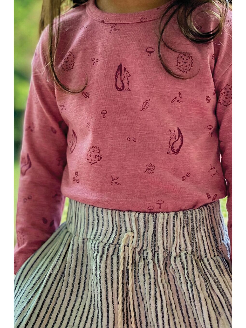 Uzun Kollu Desenli T-Shırt 0-3 Yaş Mürdüm-1