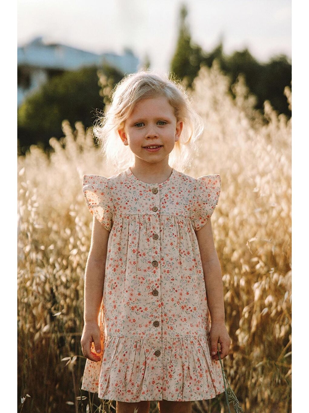 Pembe Kız Çocuk Çiçek Elbise