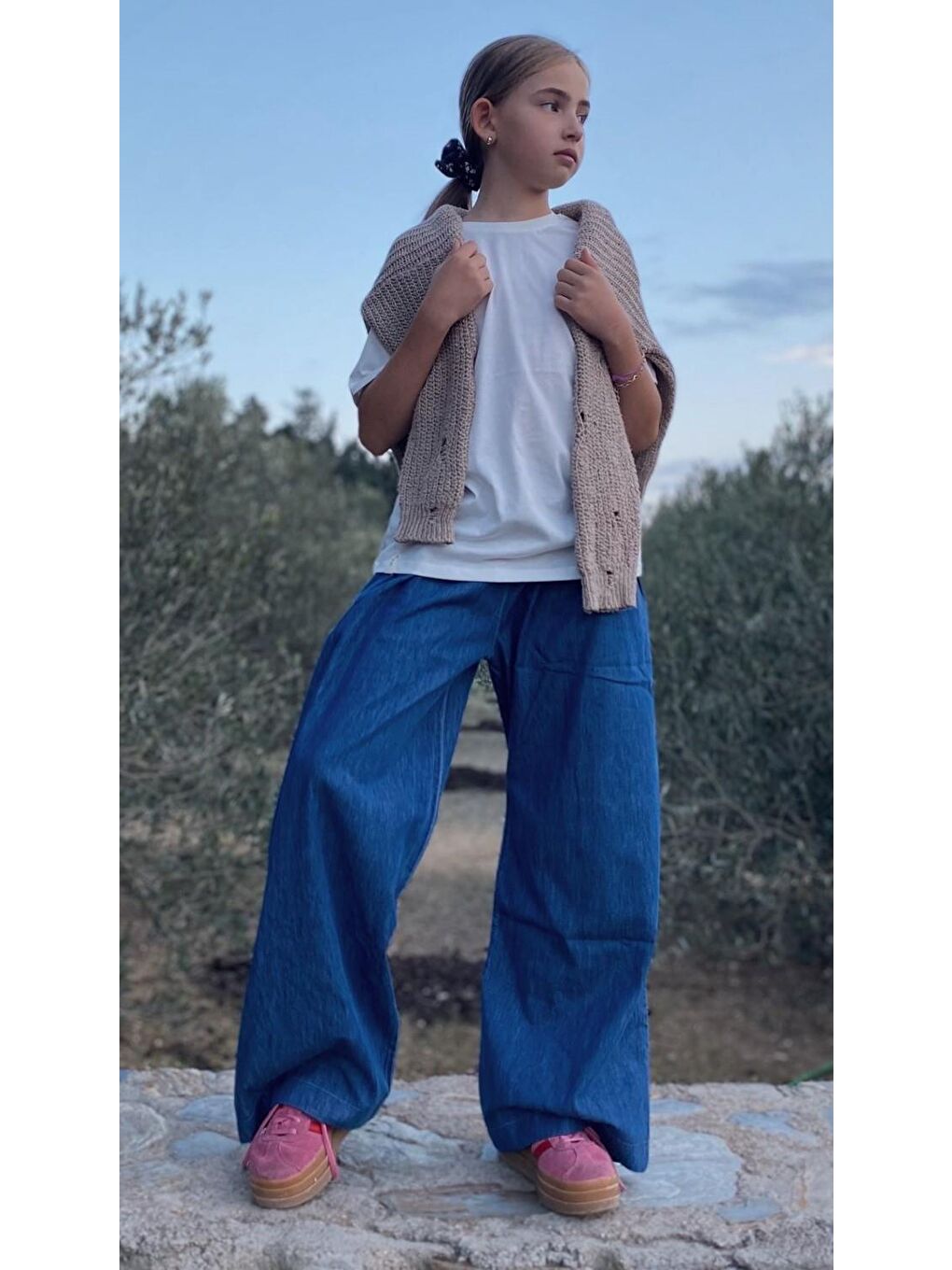 Geniş Paça Jean Pantolon 4-12 Yaş Mavi