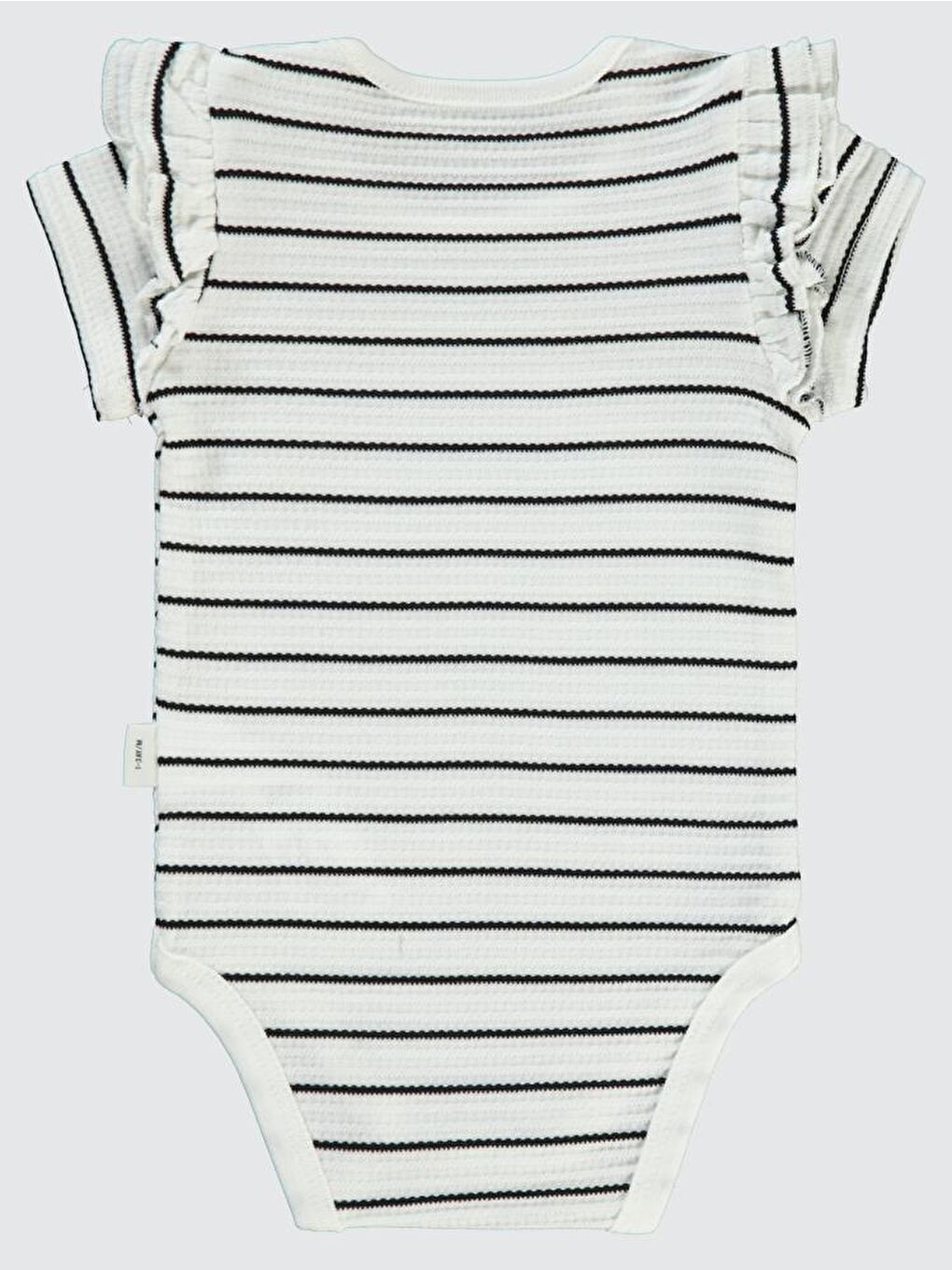 Baby Çizgili Jakarlı 1-18 Ay Çıtçıtlı Badi - Ekru 6-9 Ay