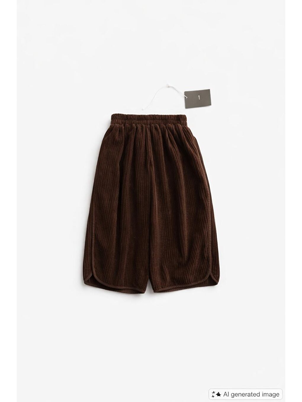 Kahverengi Unisex Kalın Düz Fitilli Pantolon