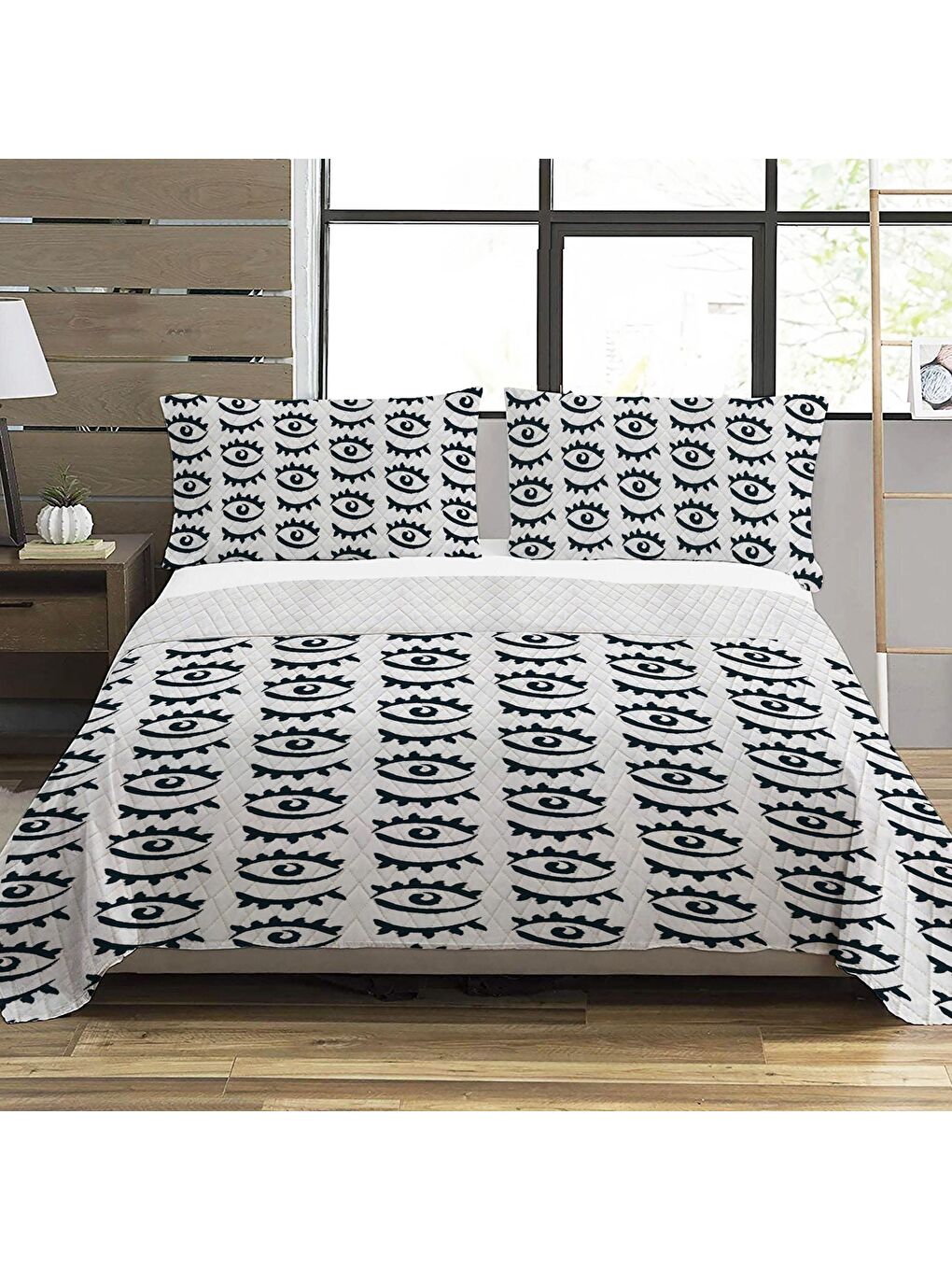 Karışık Göz Desen Çift Kişilik Baskılı Pike (200x220 Cm) Renkli