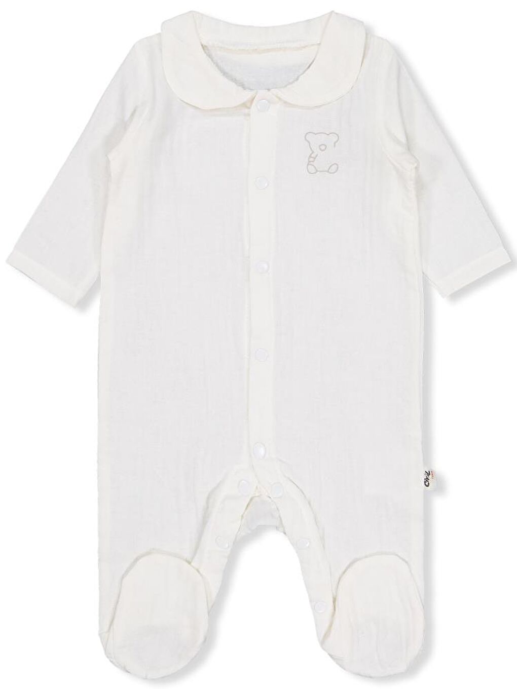 Baby Yakalı Ayıcık Baskılı 1-9 Ay Tulum - Ekru 1-3 Ay-1