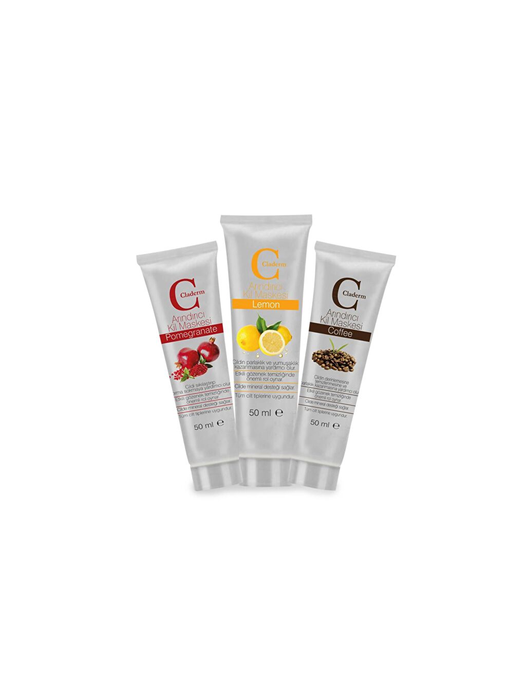 Claderm Şeffaf 50ml 3'lü (Pomegranate-Lemon-Coffe) Avantaj Paketi