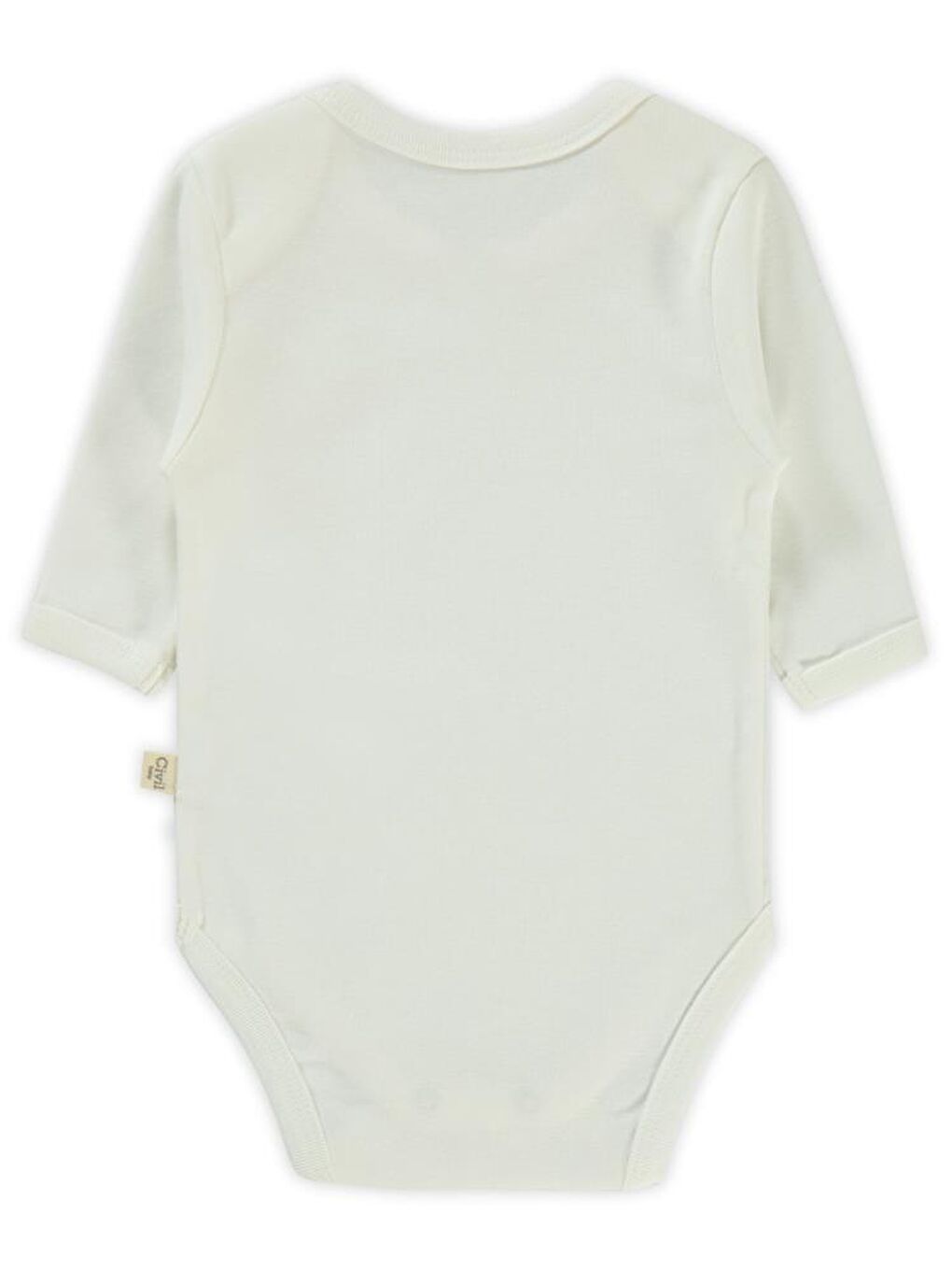Baby Düz Uzun Kol Çıtçıtlı Badi - Beyaz 0-1 Ay-1