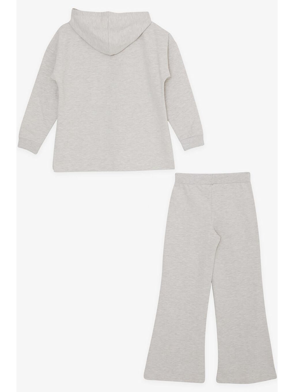 Kız Çocuk Pantolonlu Takım Yazı Baskılı Yırtmaçlı Bej Melanj (10-14 Yaş)-1