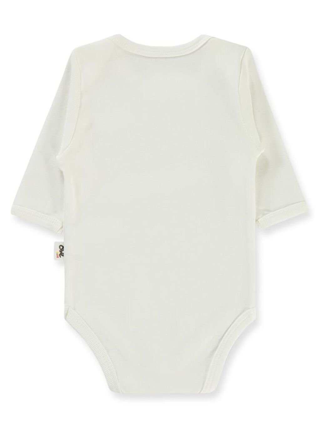 Baby Düz Uzun Kol 3-9 Ay Çıtçıtlı Badi - Beyaz 3-6 Ay-1