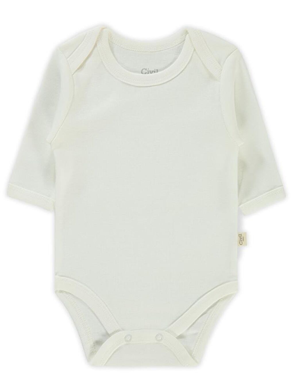 Baby Düz Uzun Kol 3-9 Ay Çıtçıtlı Badi - Beyaz 3-6 Ay-5