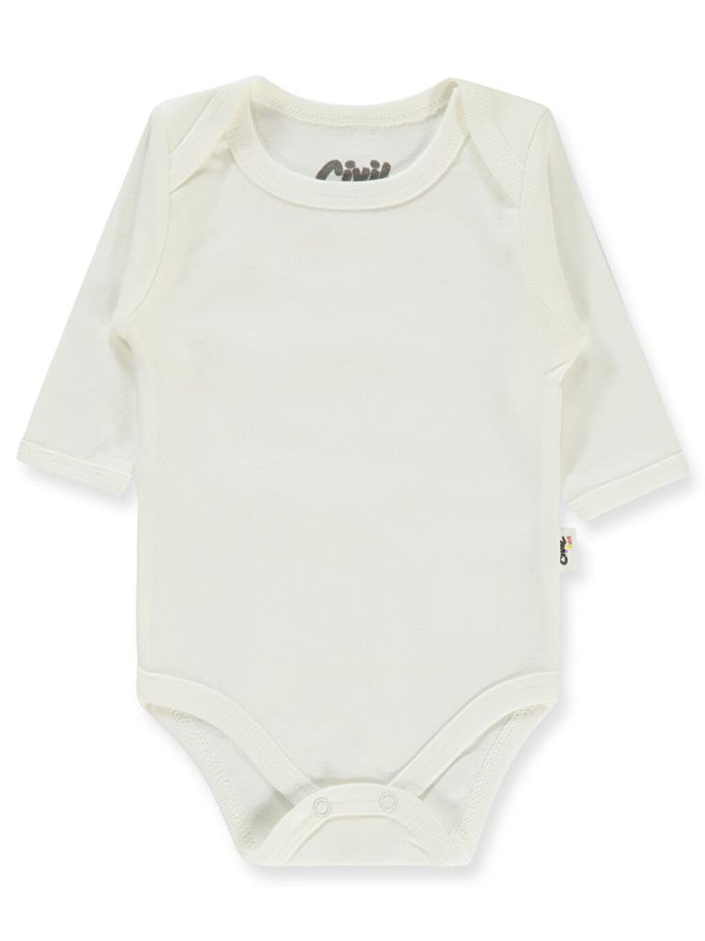 Baby Düz Uzun Kol 3-9 Ay Çıtçıtlı Badi - Beyaz 3-6 Ay-6