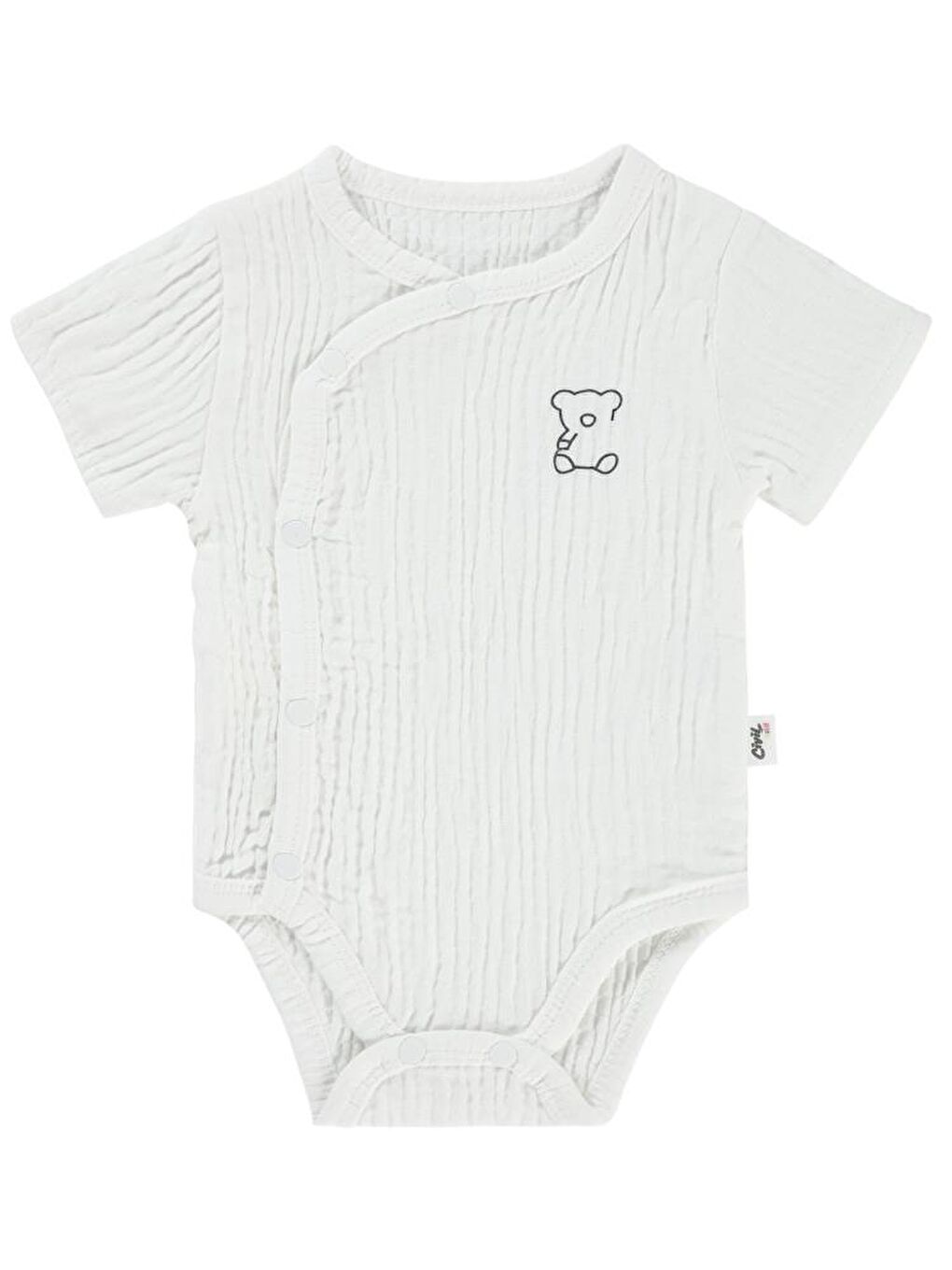 Baby Ayıcık Baskılı 1-18 Ay Çıtçıtlı Badi - Ekru 1-3 Ay-1