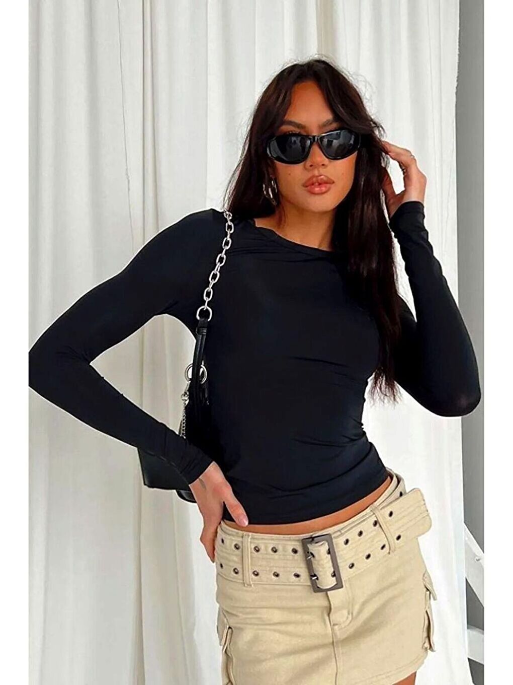 Bordo Siyah Füme Bisiklet Yaka Basic Uzun Kollu Body 3lü Set-2