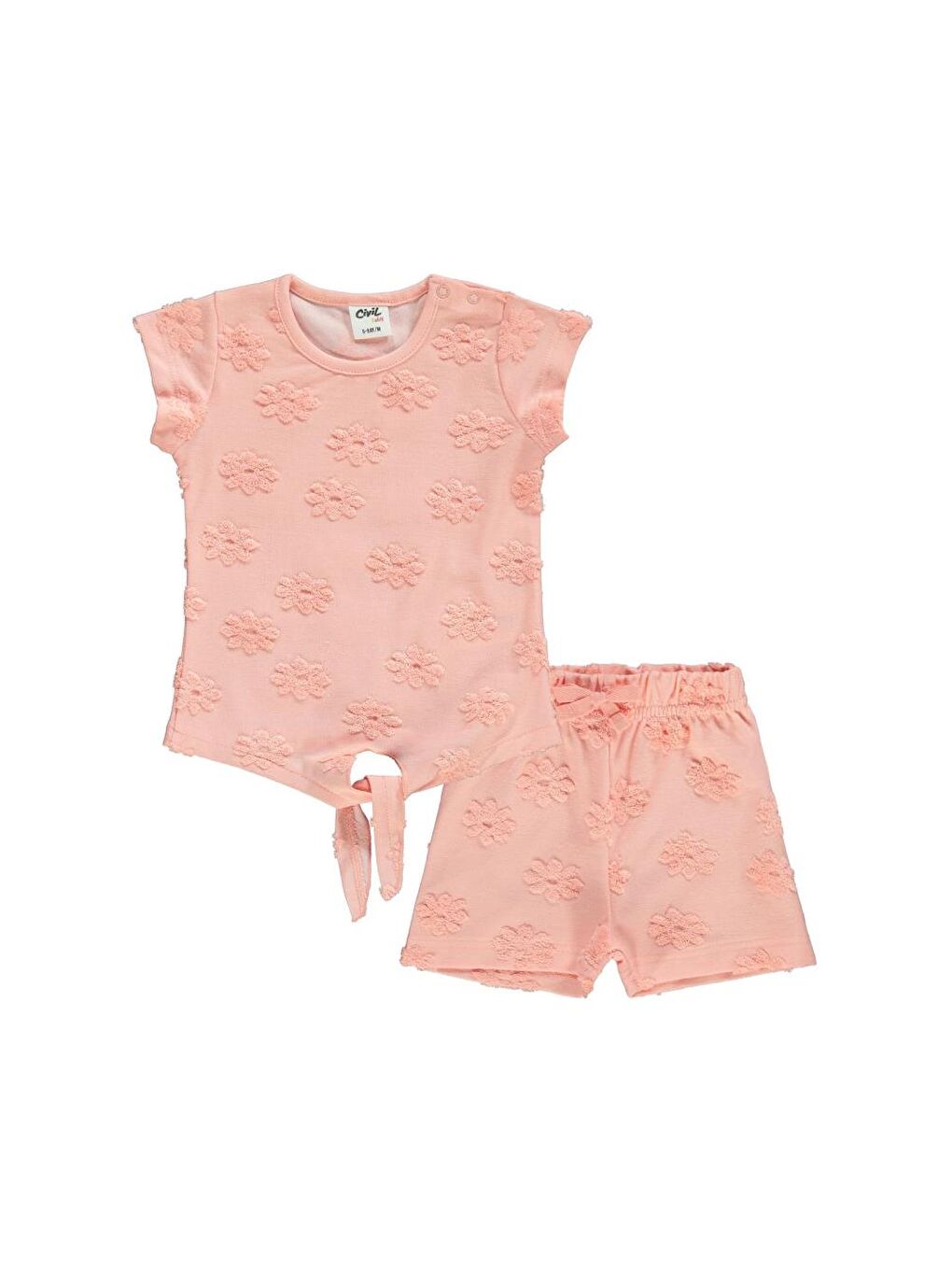 Pembe Baby Papatya Kabartmalı Şortlu 6-18 Ay Takım - Pudra6-9 Ay-2