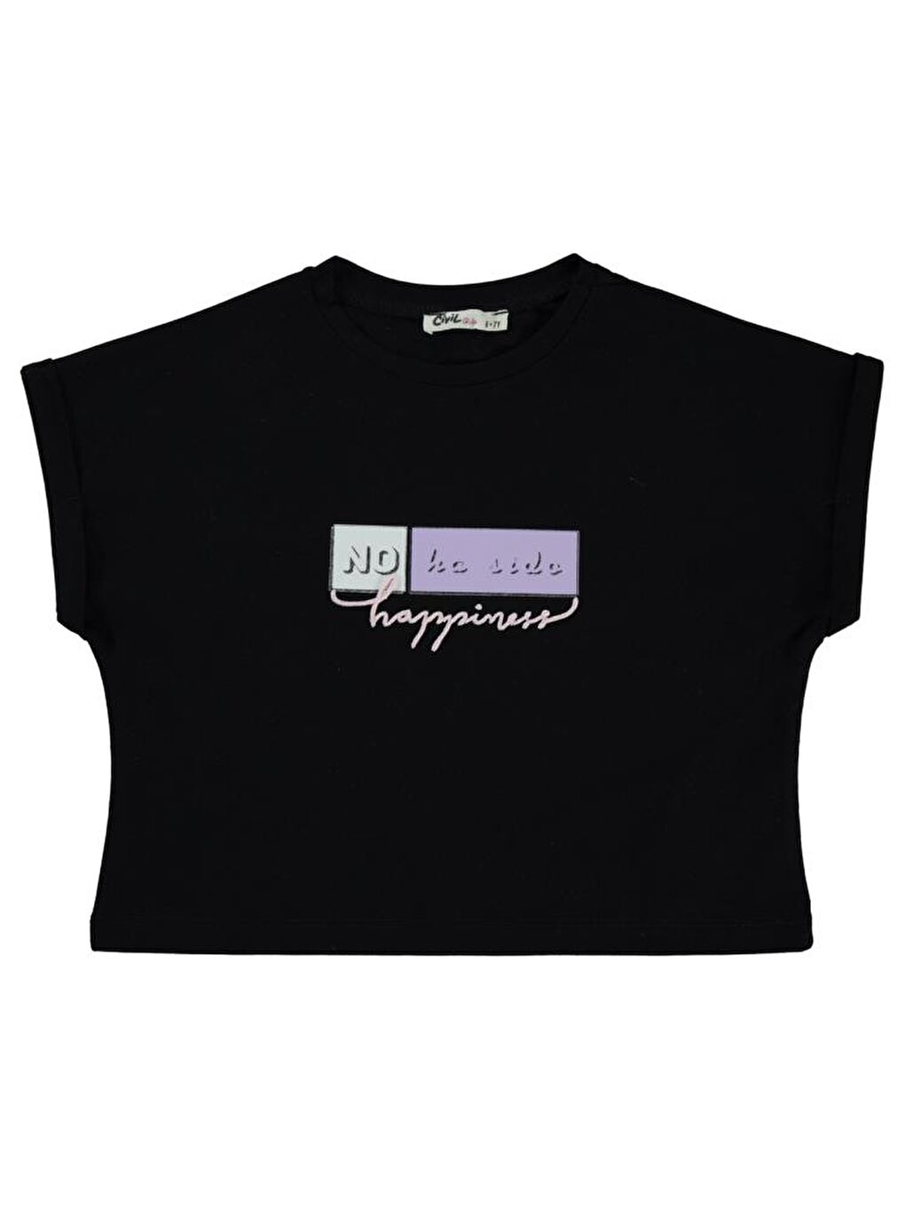 Girls No Ha Side Baskılı 6-9 Yaş Tişört - Siyah7-8 Yaş