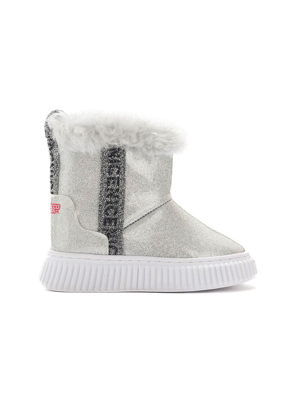 Gri Kız Çocuk Gümüş Simli Suni Deri Kürklü Anatomik Kar Botu-3