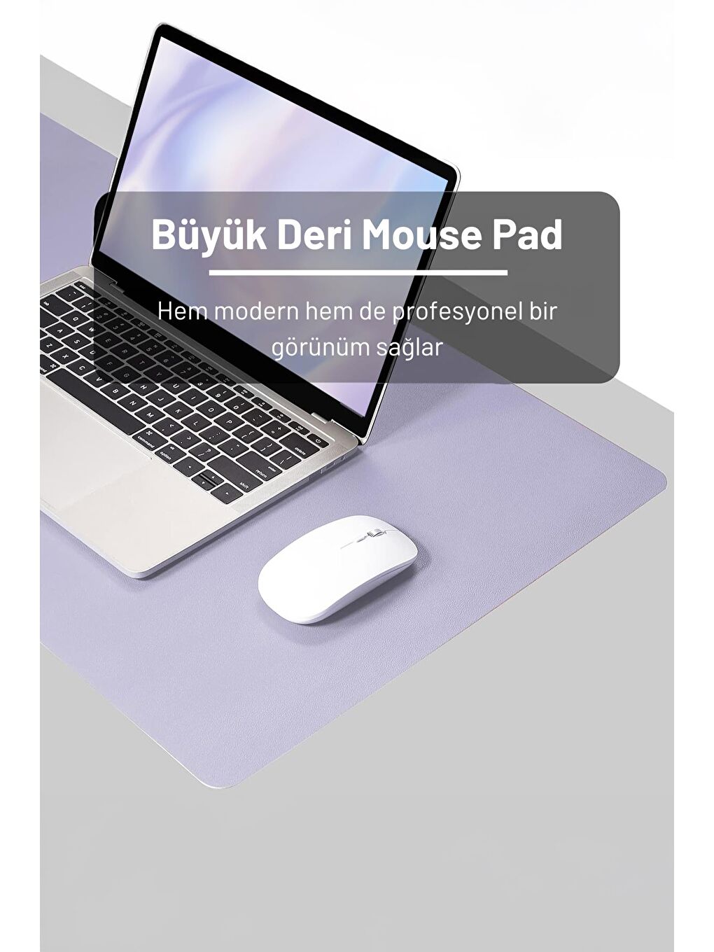 Lila Deri 90x40 XL Mouse Pad Dikişli Kenar Çift Yönlü Kullanım Masa Matı Sümen-2