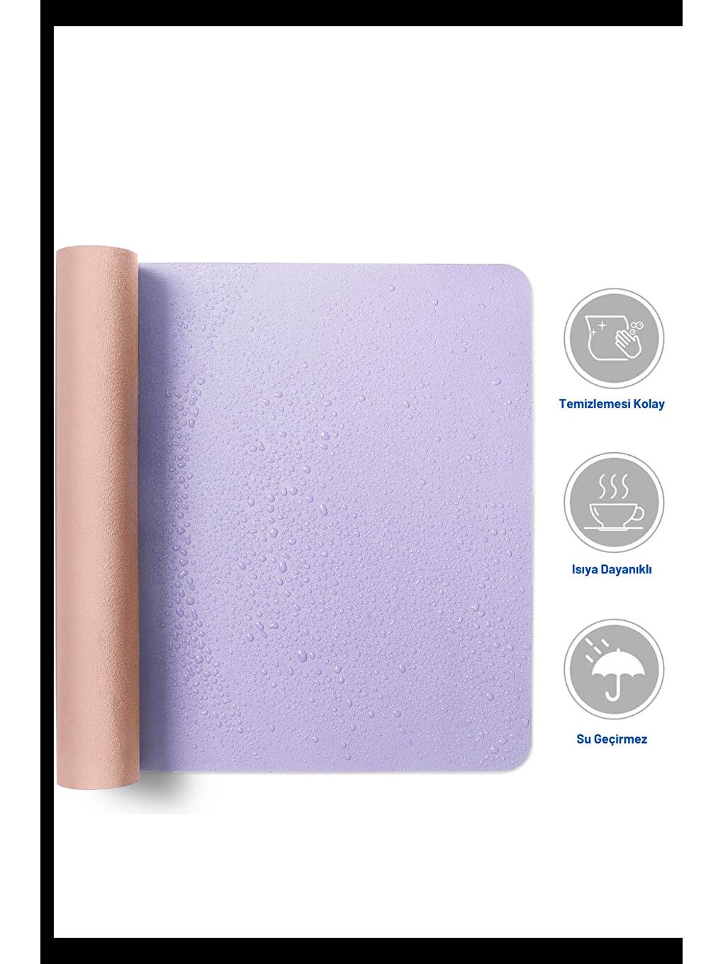 Lila Deri 90x40 XL Mouse Pad Dikişli Kenar Çift Yönlü Kullanım Masa Matı Sümen-4