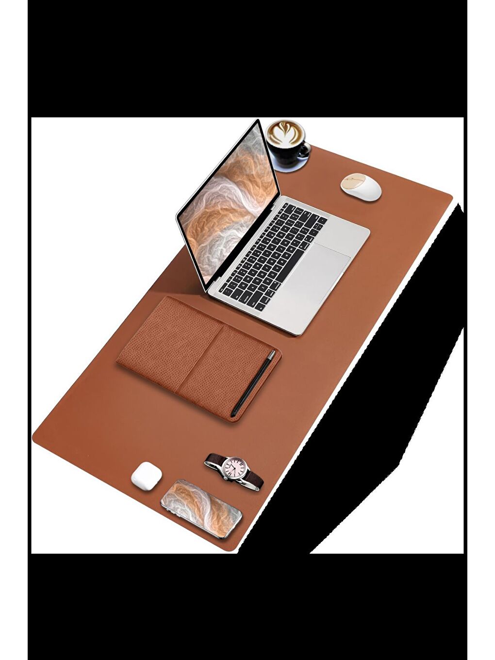 Kenarı Dikişli Çift Yönlü Masa Matı 90x40 cm XL Deri Mouse Pad