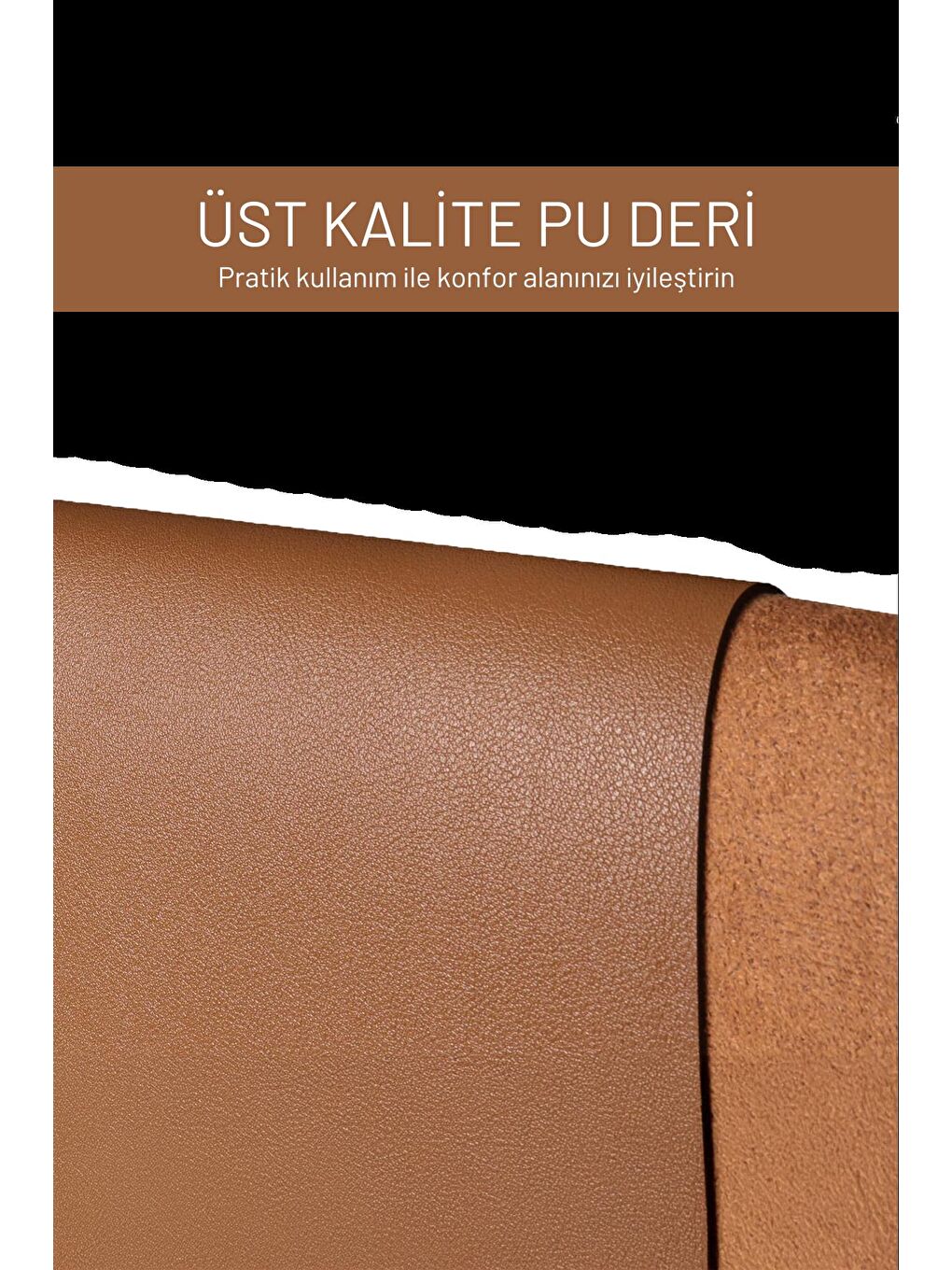 Kenarı Dikişli Çift Yönlü Masa Matı 90x40 cm XL Deri Mouse Pad-3