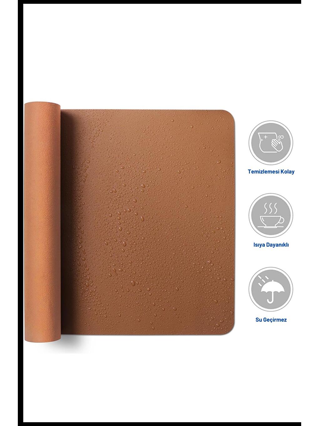 Kenarı Dikişli Çift Yönlü Masa Matı 90x40 cm XL Deri Mouse Pad-4