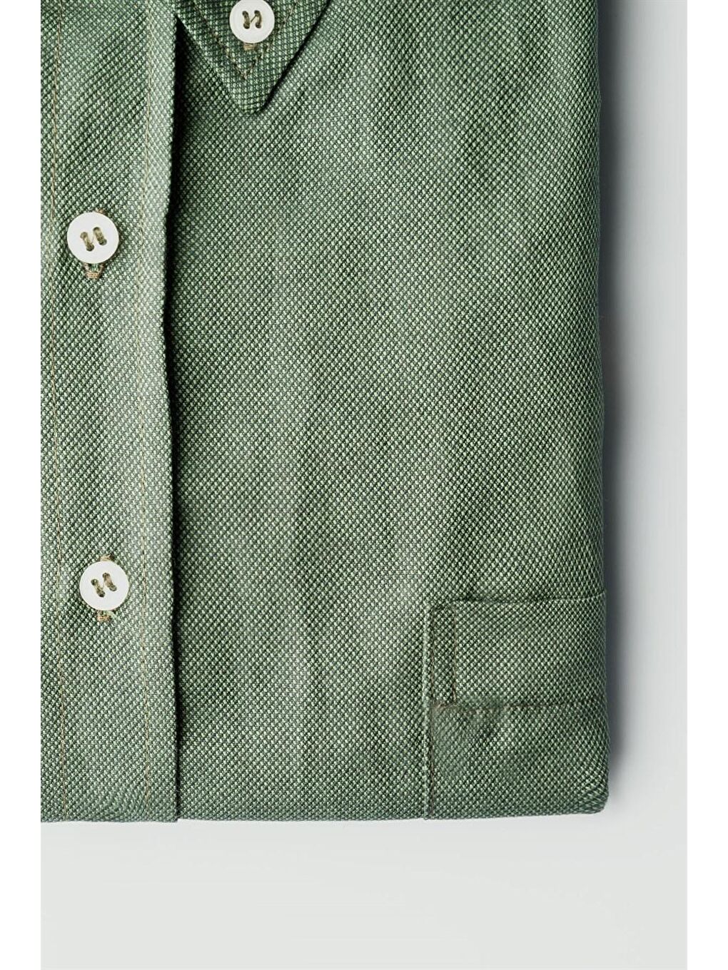 Yeşil Büyük Beden Oxford Uzun Kollu Spor Erkek Gömlek-2