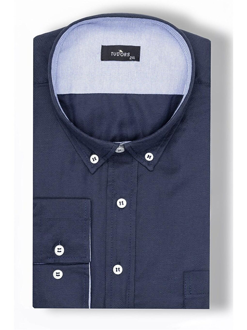 Lacivert Büyük Beden Oxford Uzun Kollu Spor Erkek Gömlek-1