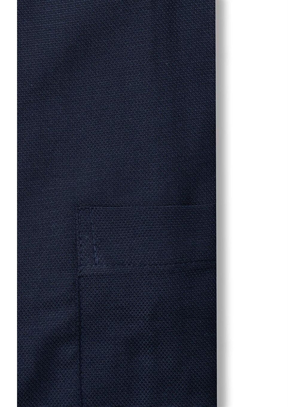 Lacivert Büyük Beden Oxford Uzun Kollu Spor Erkek Gömlek-3