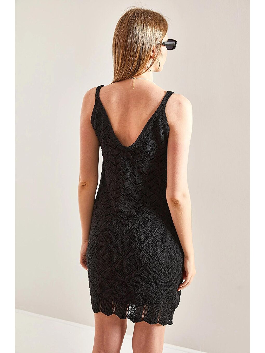 Siyah Kadın Astarlı Yazlık Elbise-1