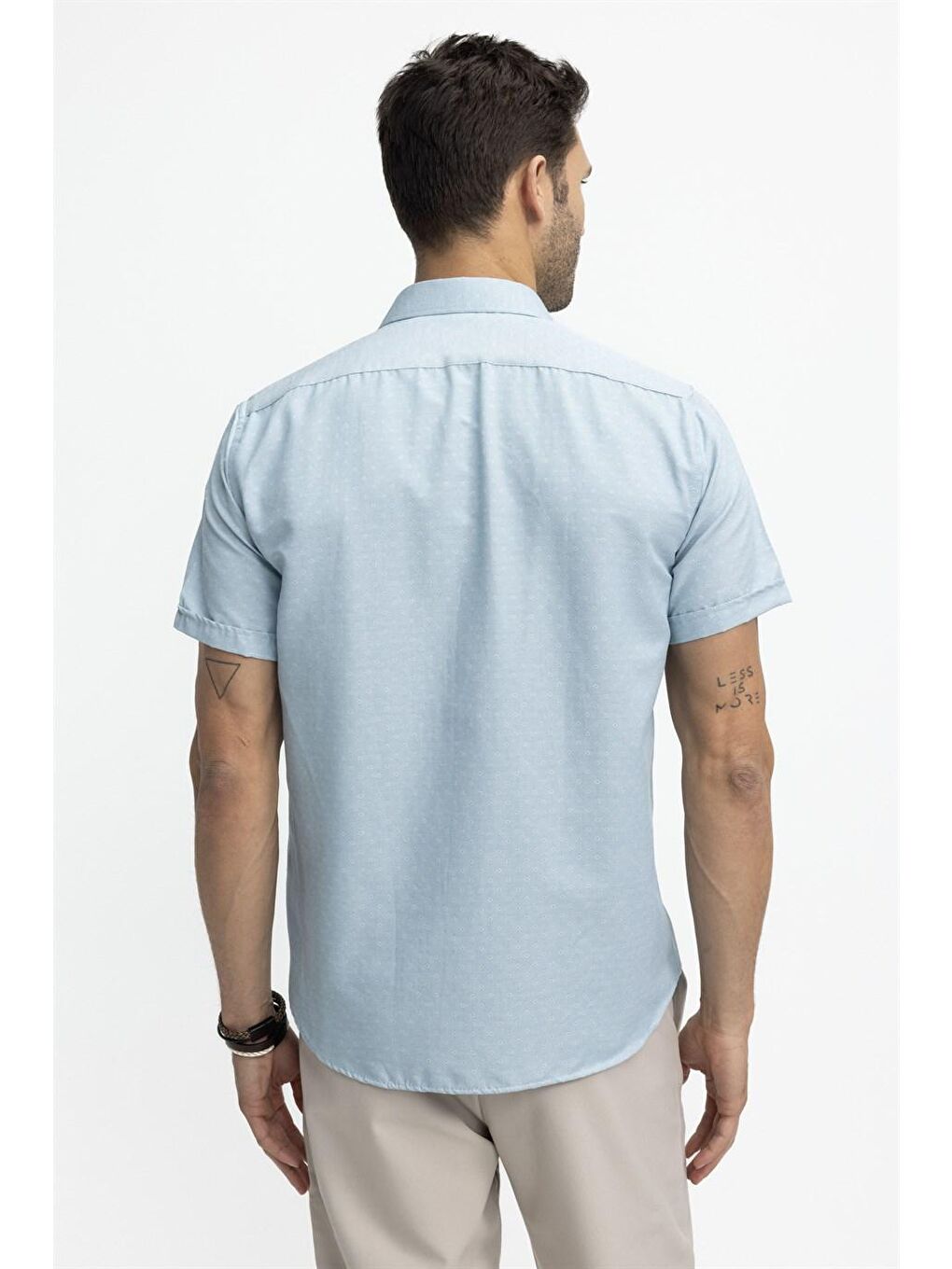 Tudors Klasik Fit Kısa Kol Oxford Doku Armürlü Kravatlık Yeşil Gömlek-3