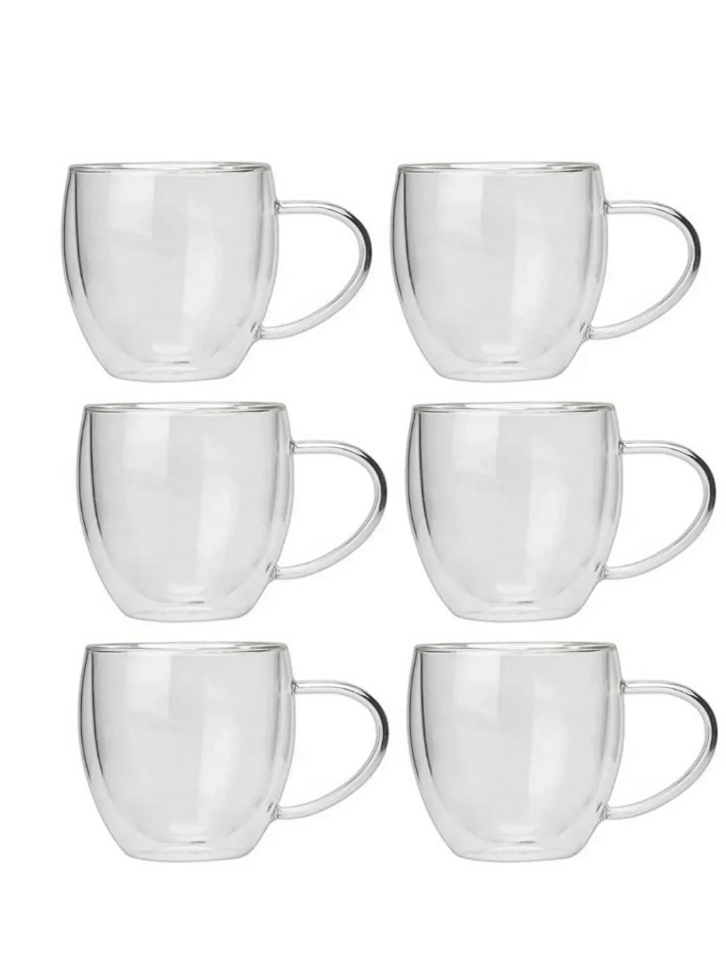 Renksiz Yeni Tasarım Çift Cidarlı 250 ml Kulplu Cam Bardak 2037-2