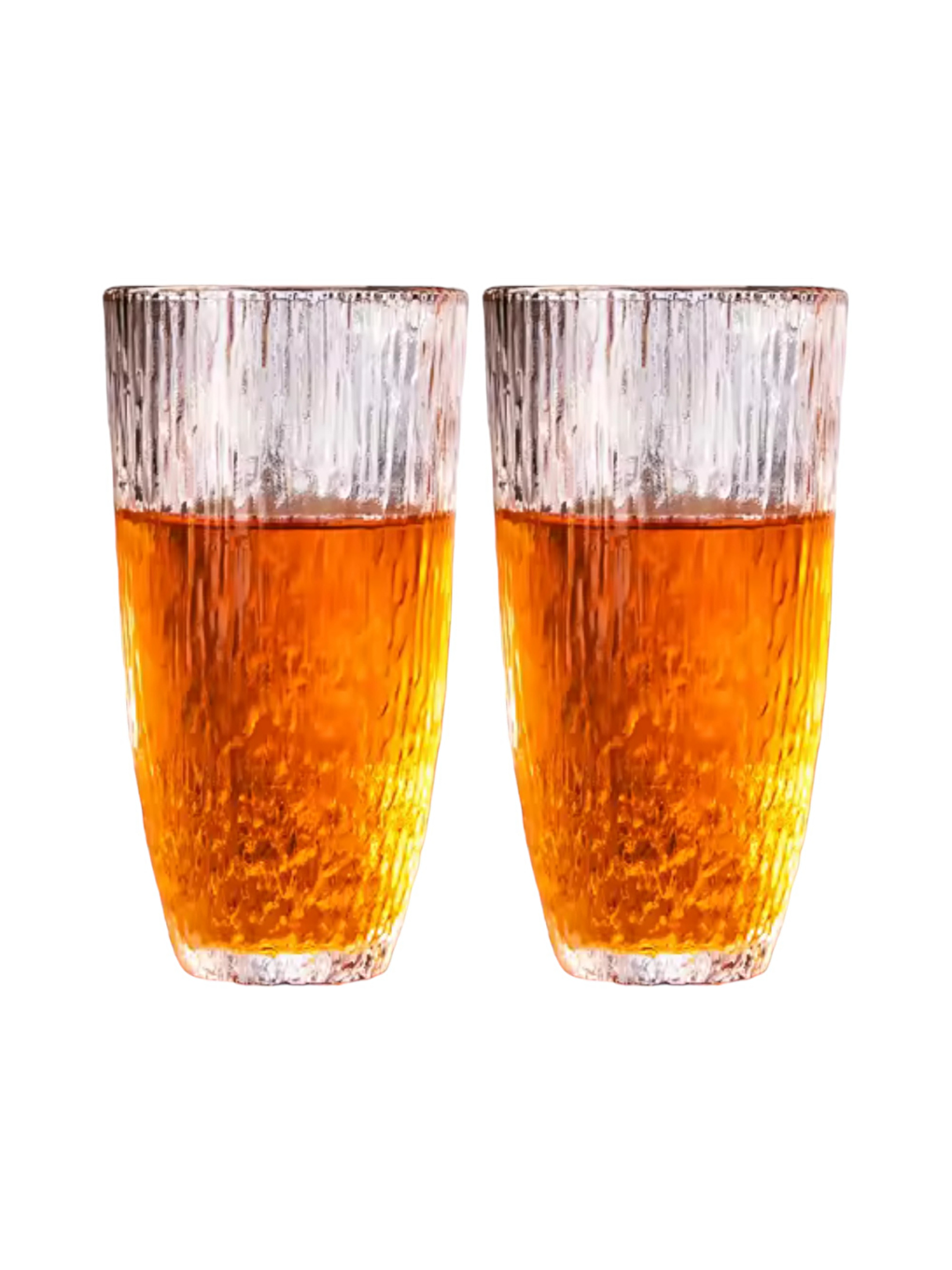 Renksiz Buzlu Çizgili Tasarım Cam Su Bardağı 2 Adet 4360