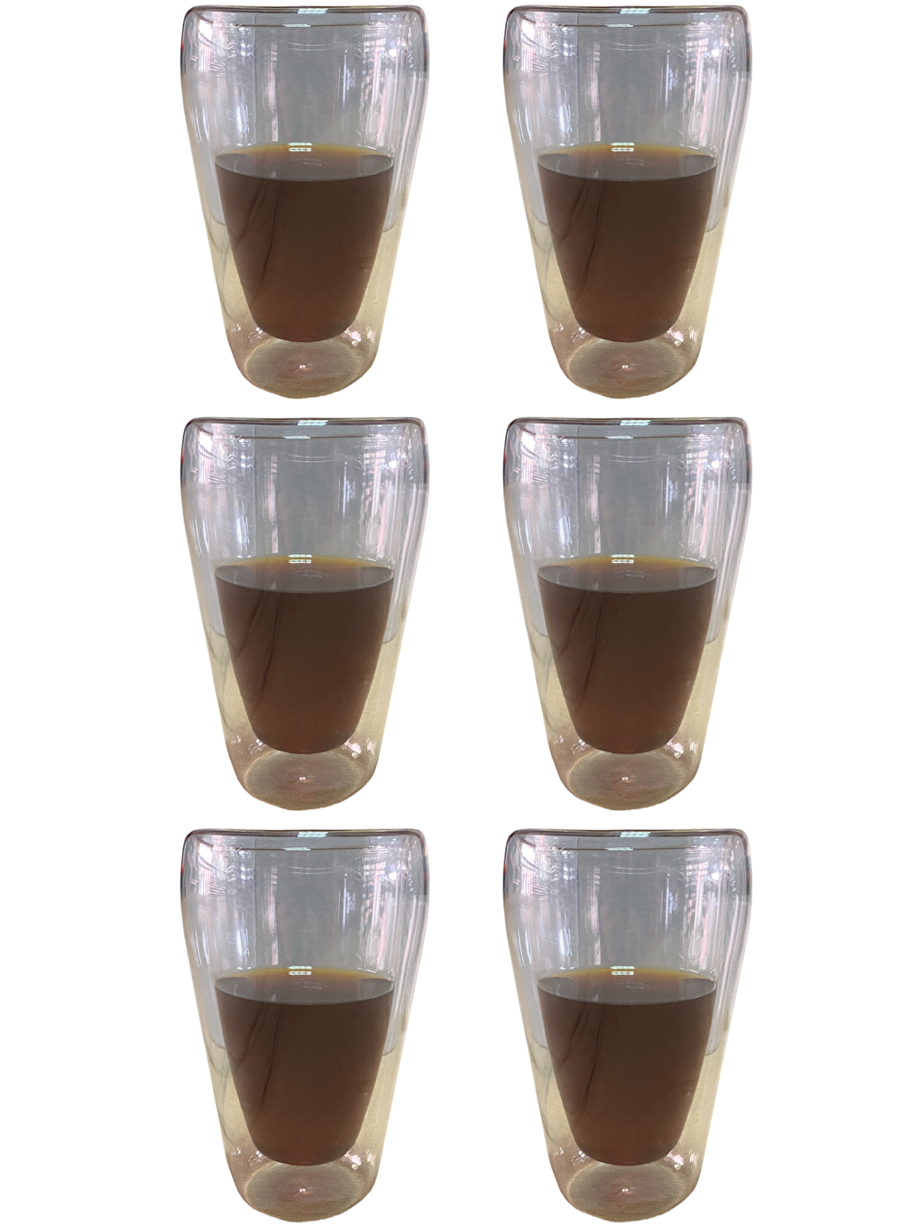 Renksiz Çift Cidarlı Uzun 400 ml Meşrubat Bardak 6 Adet 2258