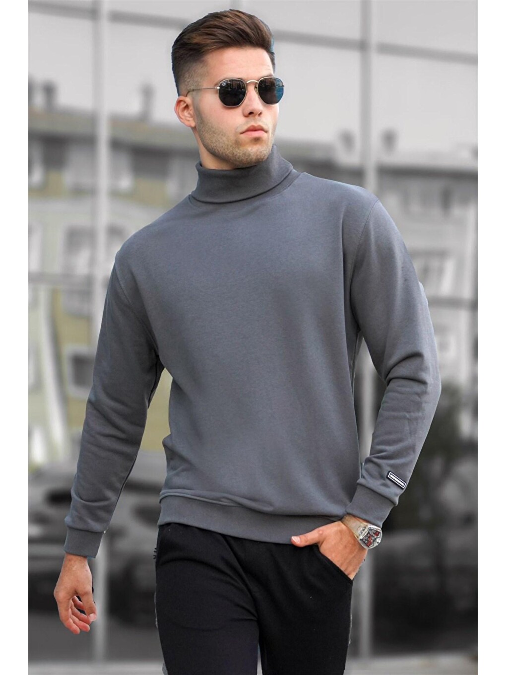 Gri Balıkçı Yaka Füme Kazak 5317