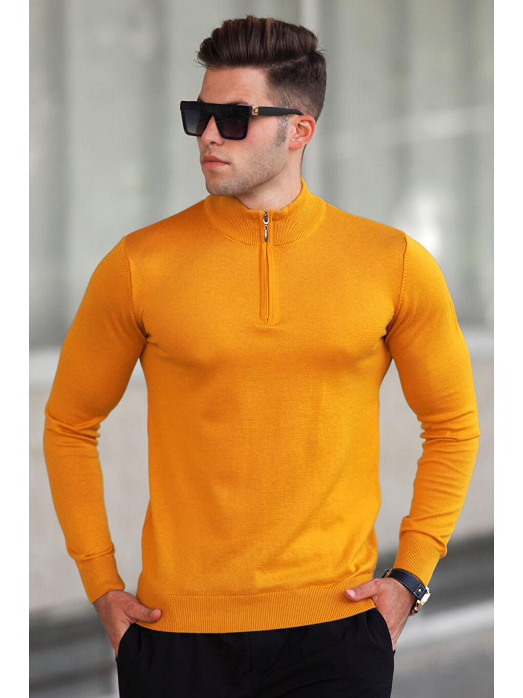 Sarı Hardal Erkek Kazak 5176