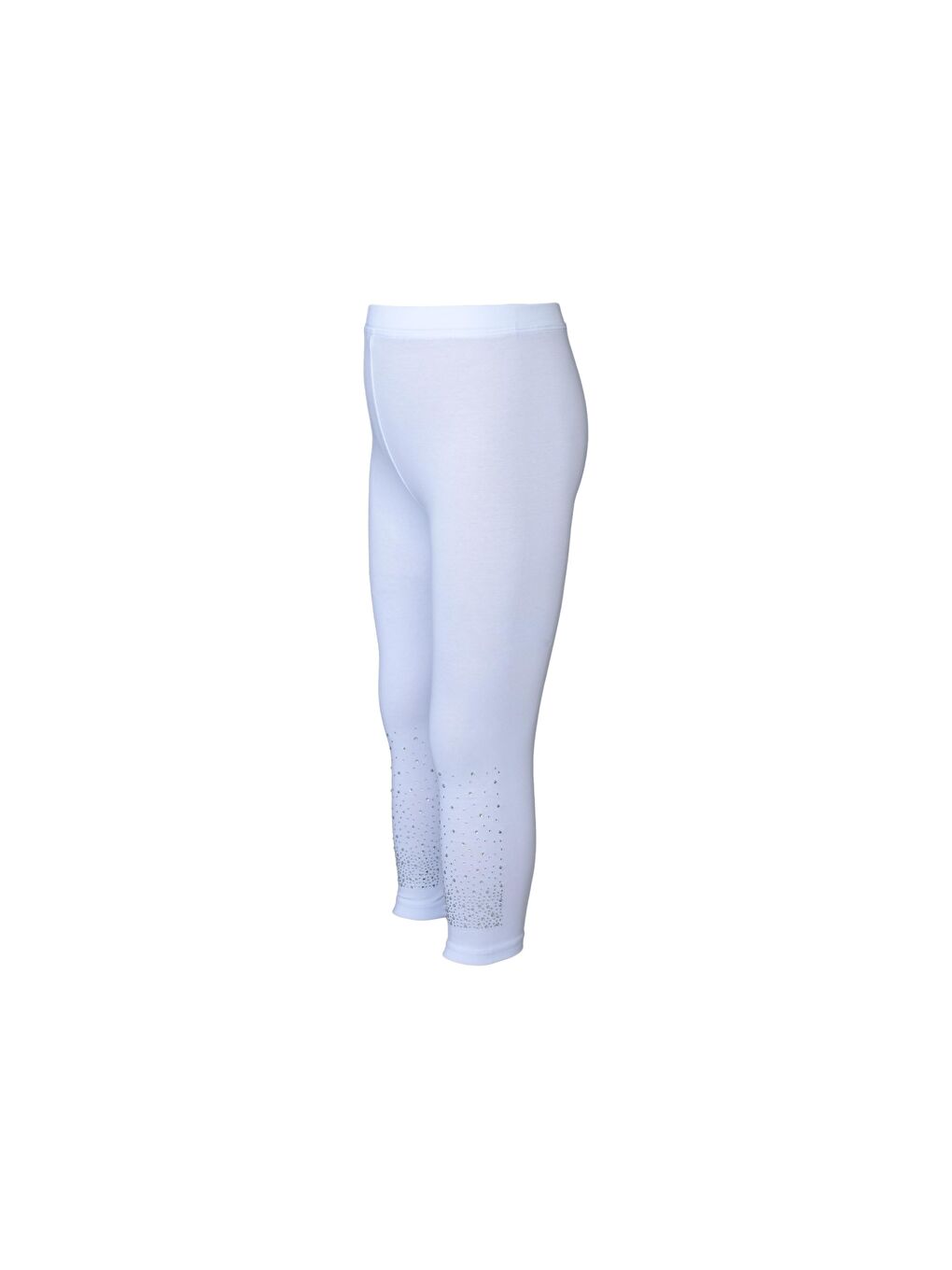 Beyaz Kız Çocuk Serpme Taşlı Tayt-1