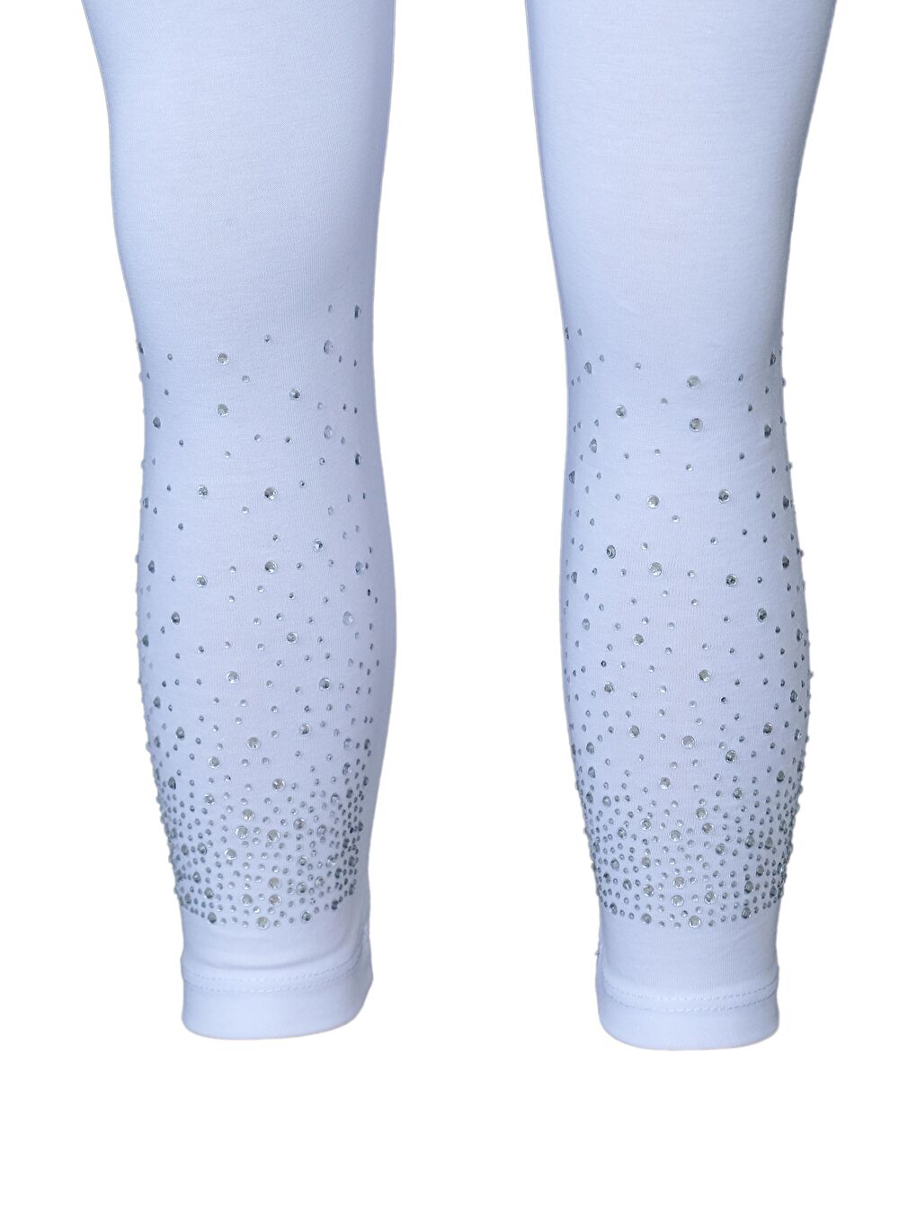 Beyaz Kız Çocuk Serpme Taşlı Tayt-2