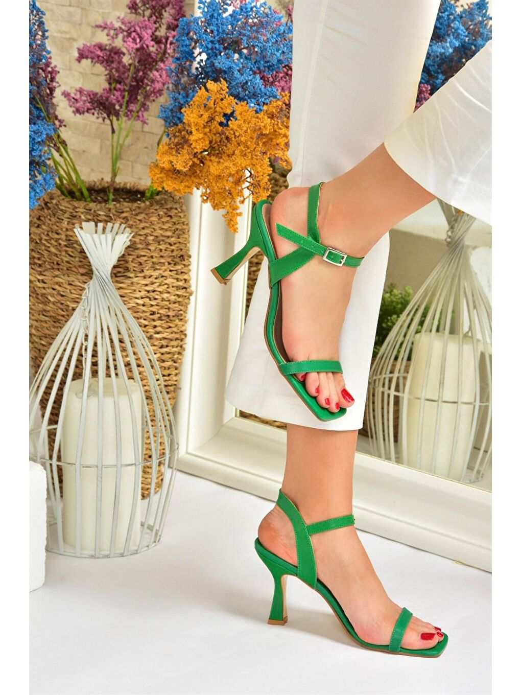 Yeşil Tek Bant Topuklu Ayakkabı M427671209-4