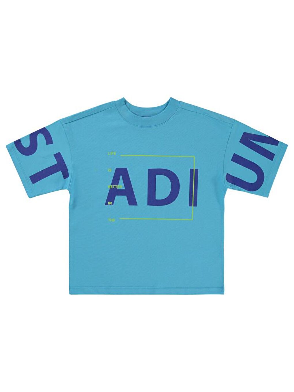 Turkuaz Boys Stadıum Baskılı 6-9 Yaş Tişört - Mavi7-8 Yaş