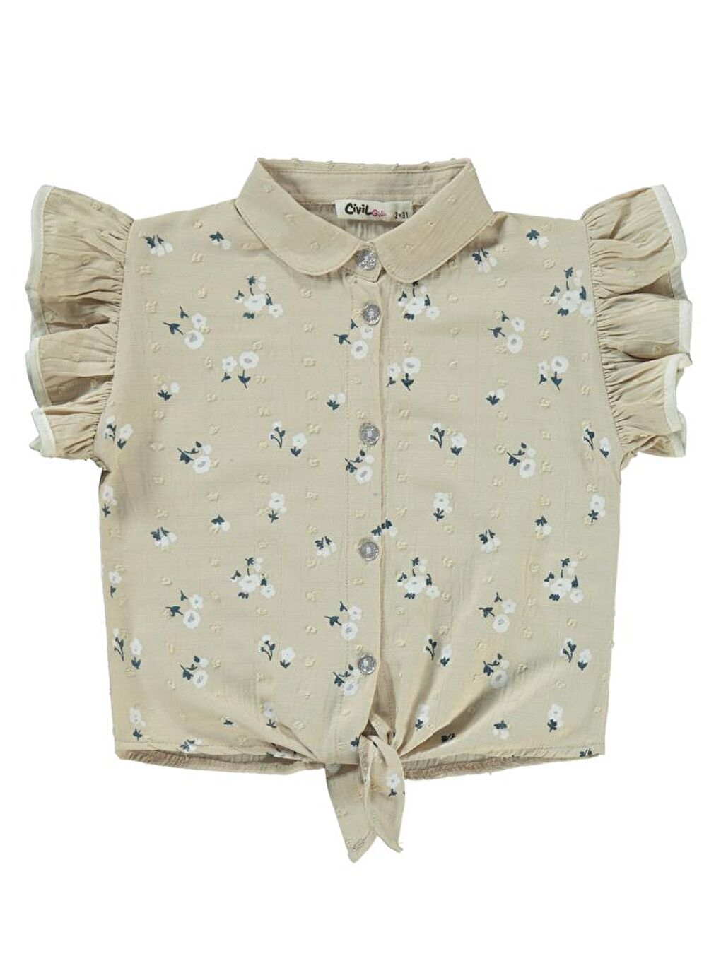 Girls Çiçek Baskılı 2-5 Yaş Takım - Bej 5-6 Yaş