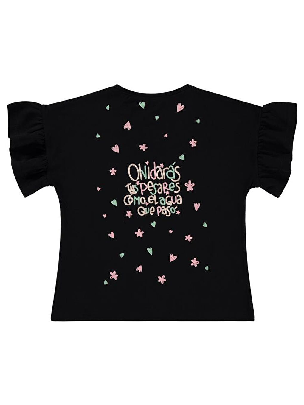 Girls Valon Kol 6-9 Yaş Tişört - Siyah7-8 Yaş-1