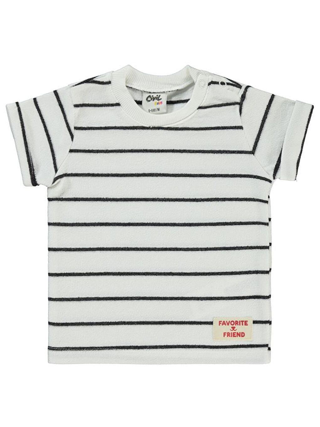 Baby Selanik Çizgili Etiketli 6-18 Ay Tişört - Ekru6-9 Ay