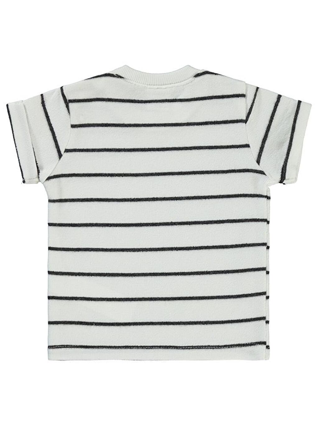 Baby Selanik Çizgili Etiketli 6-18 Ay Tişört - Ekru6-9 Ay-1