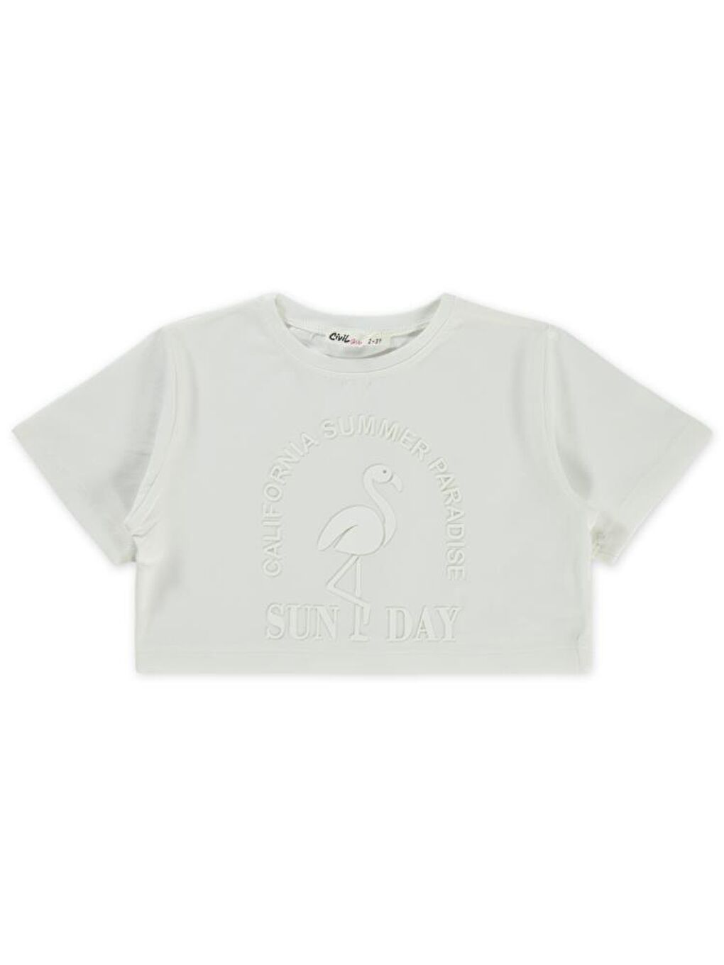 Girls Flamingo Baskılı 2-5 Yaş Tişört - Ekru 5-6 Yaş-2