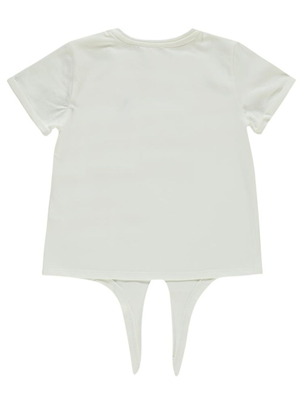 Girls Çiçek Nakışlı 6-9 Yaş Tişört - Ekru 9-10 Yaş-1