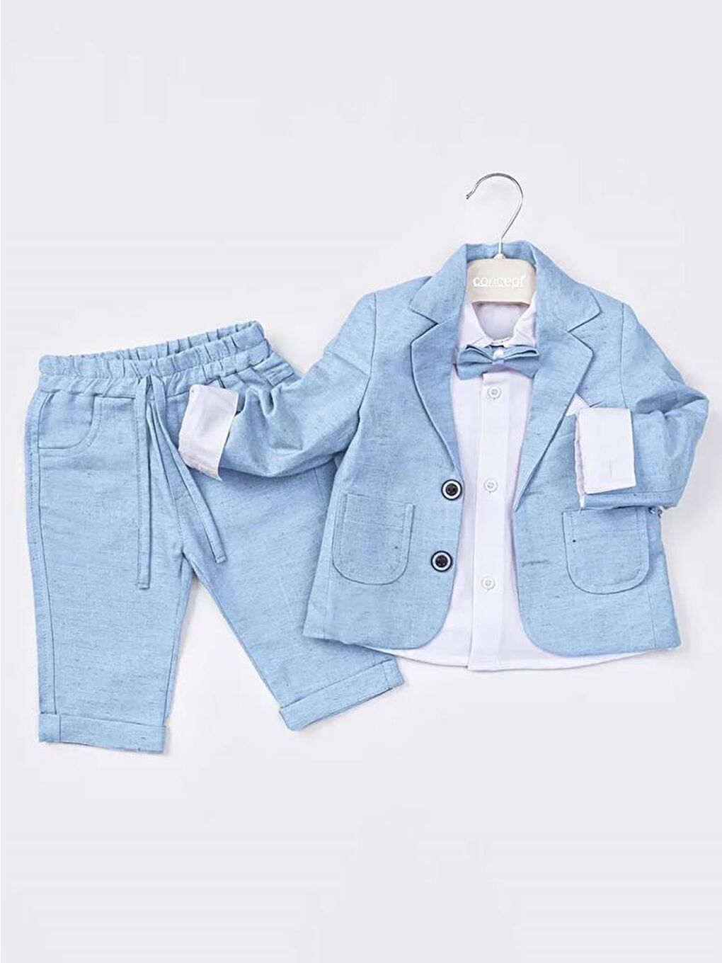 Papyonlu Ceketli 4'lü 6-18 Ay Takım - Mavi 9-12 Ay